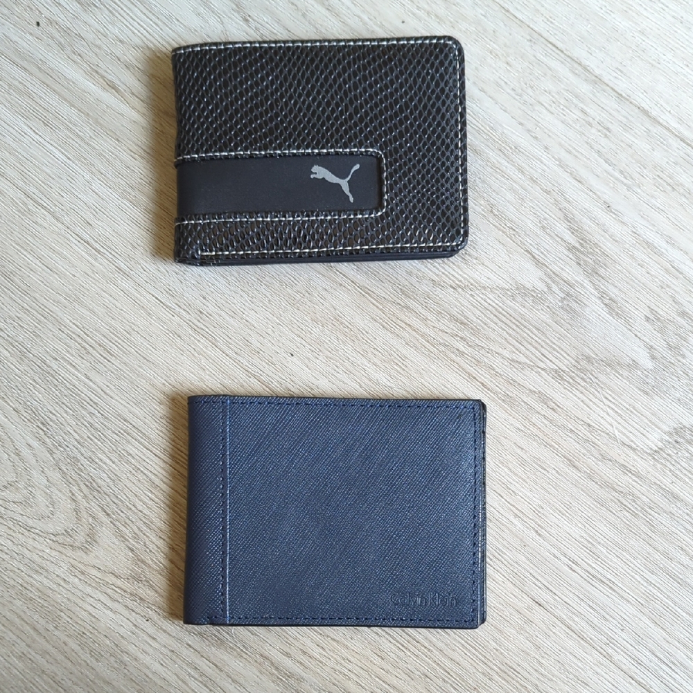 Puma Black And Blue Calvin Klein Textured Wallets